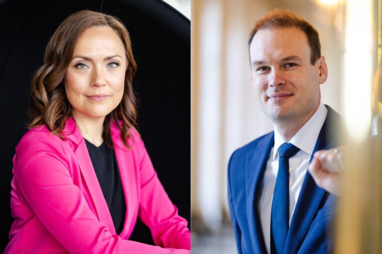 Vasemmalla Karoliina Partanen ja oikealla Ville Kaunisto